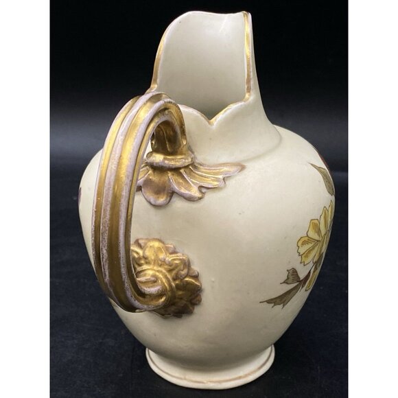 Royal Worcester 5 1/2" Flat Back Pitcher Purple Violet Flowers #1094 Antique - Picture 13 of 13